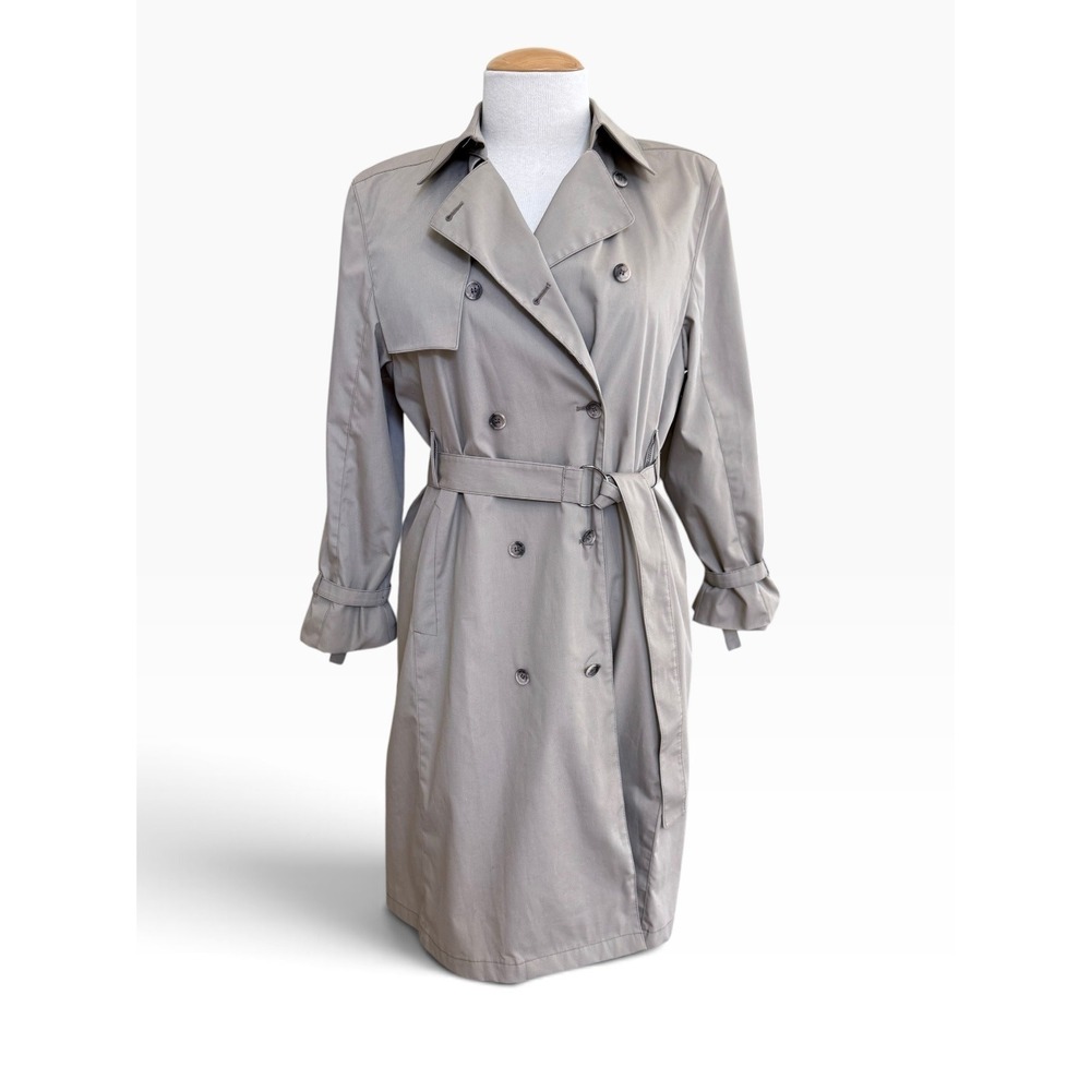 Womens Khaki Tan Double Breasted Belted Trench Coat Mid Length Jacket
